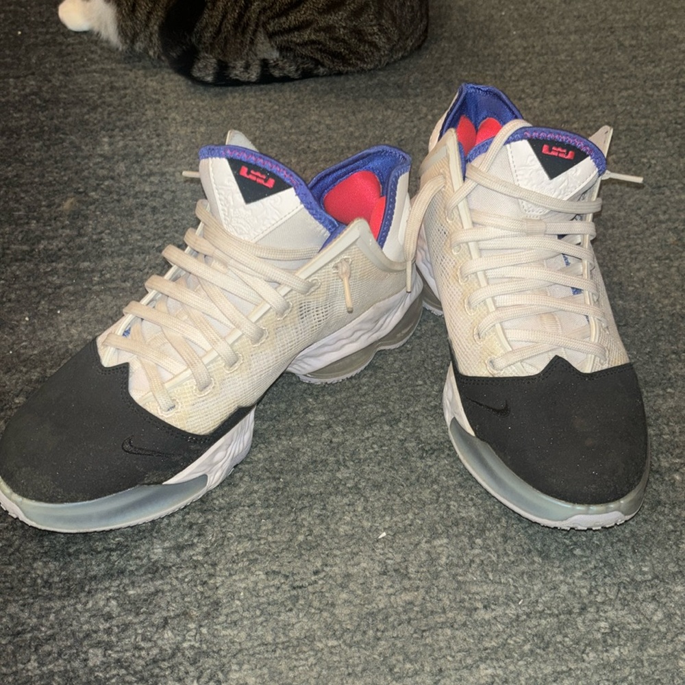 Blue and White Nike LeBron 19 Low Concord Black Toe Mens Size 9.5